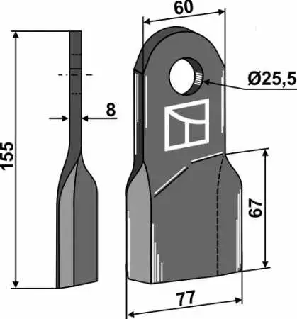Schlegelmesser 155x60mm, rechts